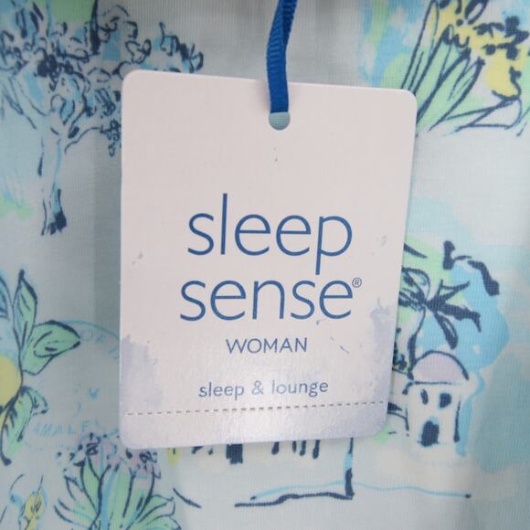 Sleep Sense Top Aqua Blue Pattern Scoop Neck Short Sleeve Pajamas NWT Size 3X - Picture 7 of 10